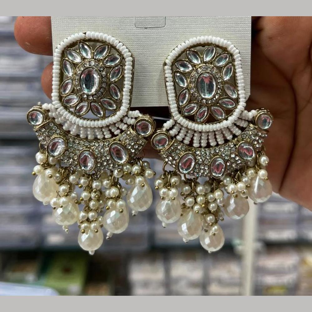 Manisha Jewellery Designer Crystal Stone And Pearl Danglers Earrings