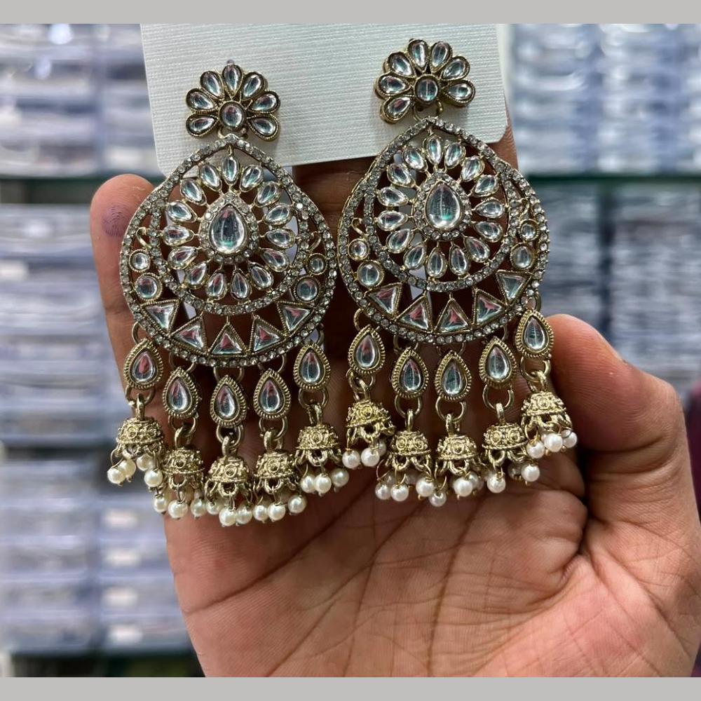 Manisha Jewellery Designer Kundan Stone And Pearl Jhumki Earrings