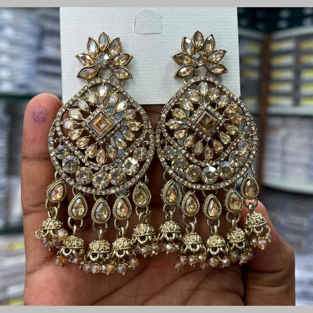 Manisha Jewellery Designer Crystal Stone And Pearl Jhumki Earrings