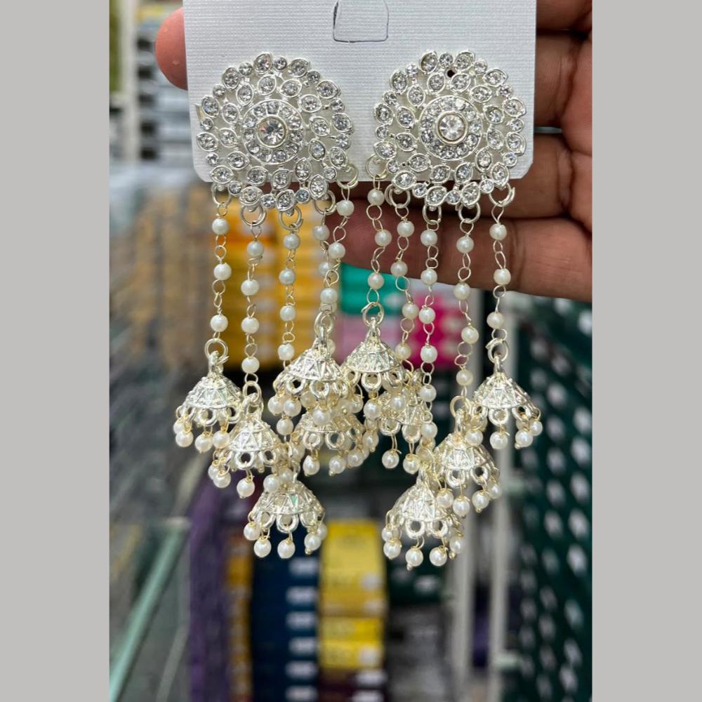 Manisha Jewellery Designer Austrian Stone And Pearl Jhumki Earrings