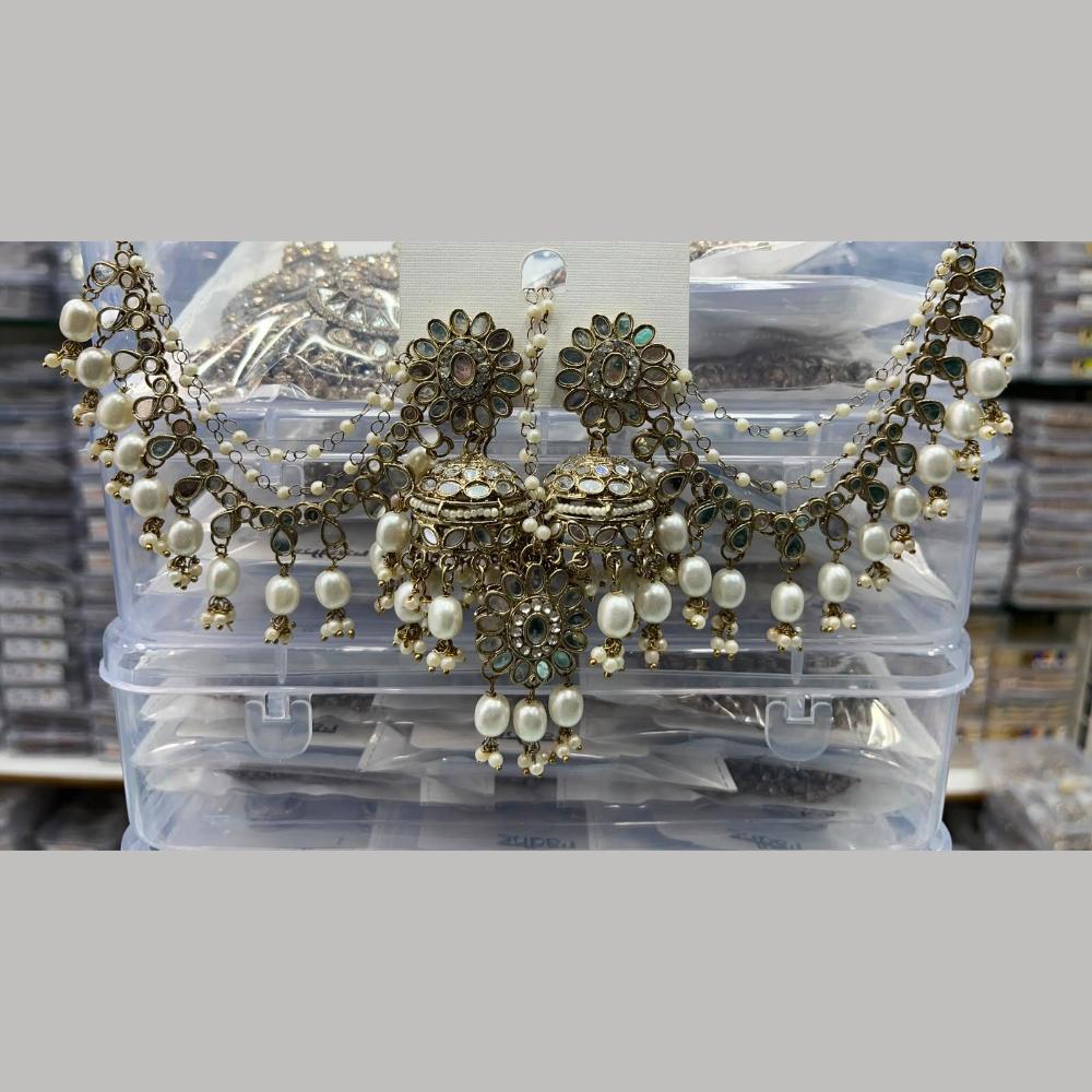 Manisha Jewellery Grand Mirror Beads Jhumki Earrings With Maangtikka