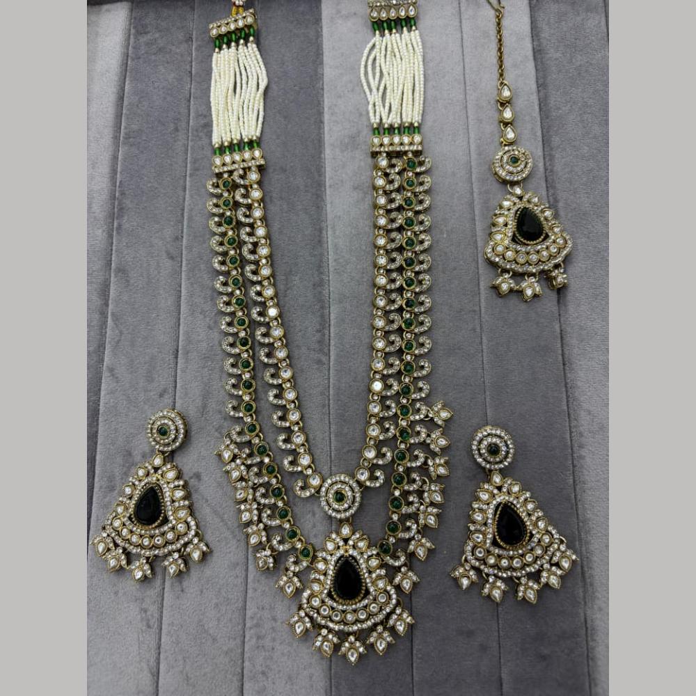 Manisha Jewellery Premium Pota Stone And Pearl Long Necklace Set