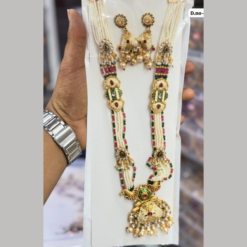 Manisha Jewellery Heritage Pota Stone And Pearl Meenakari Necklace Set