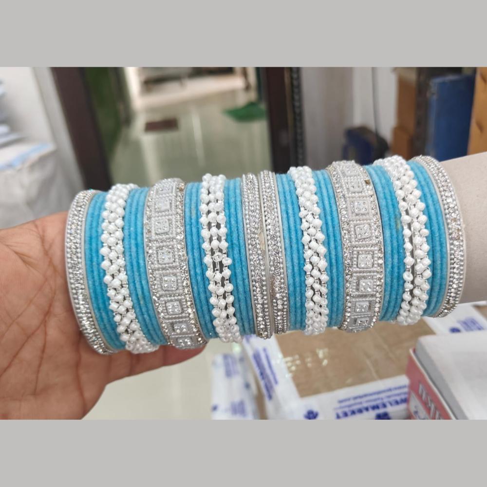 Manisha Jewellery Festive Wear Austrian Stone And Pearl Bangles Set