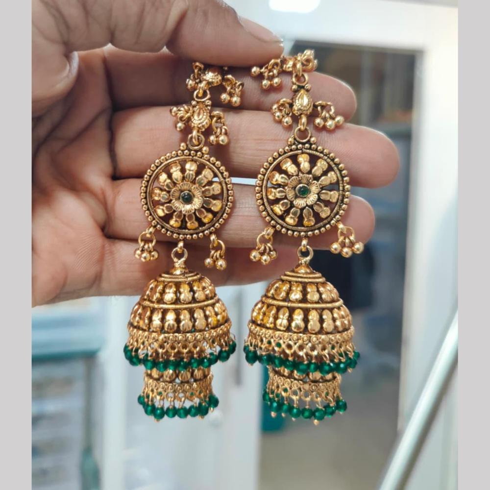 Manisha Gold Plated Kan Chain Jhumki Earrings