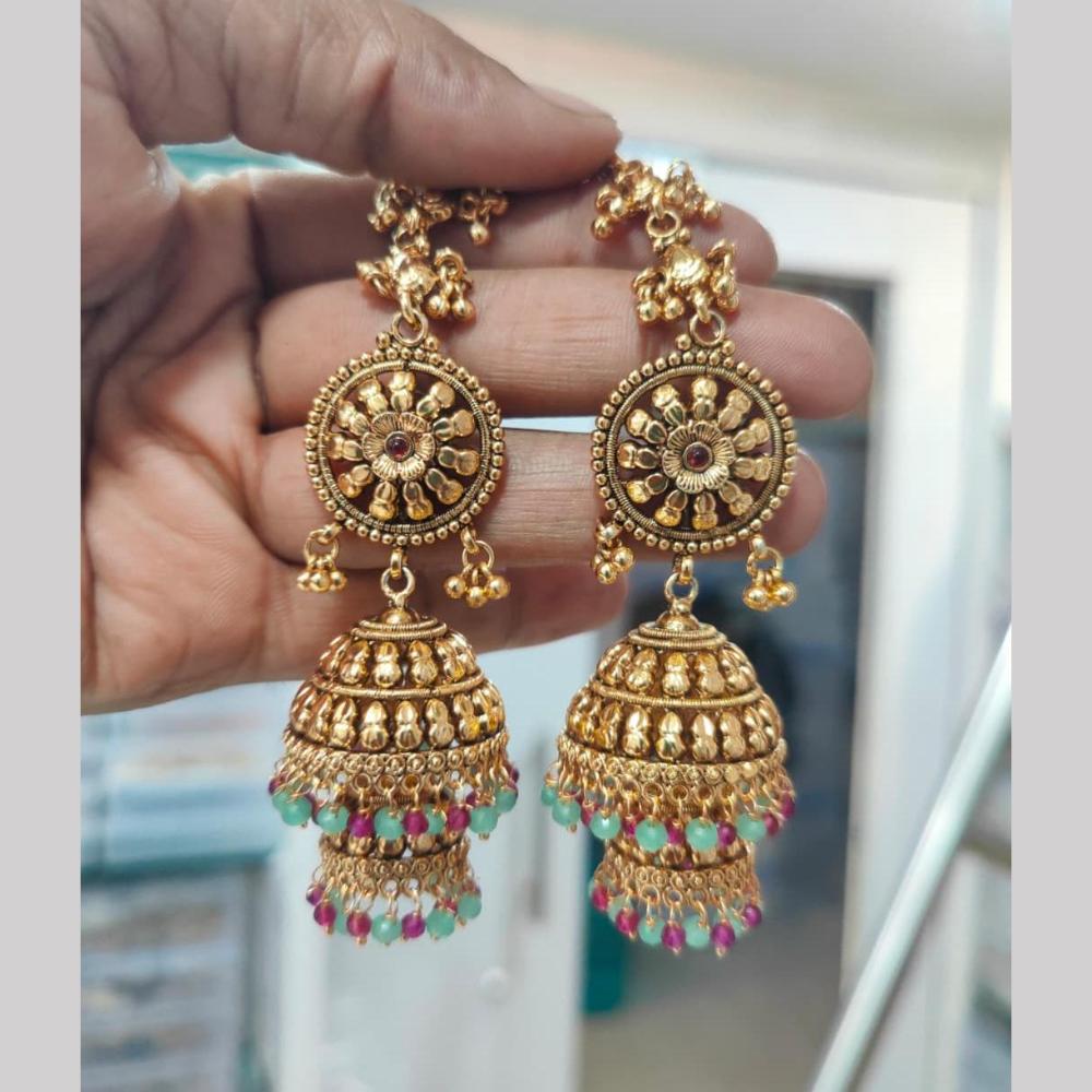 Manisha Gold Plated Kan Chain Jhumki Earrings