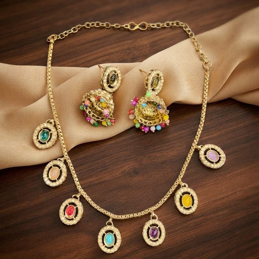 Manisha Gold Plated Austrian Stone Necklace Set