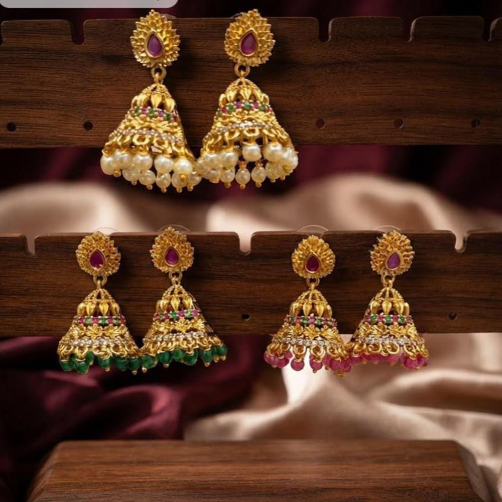 Manisha Jewellery Traditional Pota Stone And Pearl Jhumki Earrings