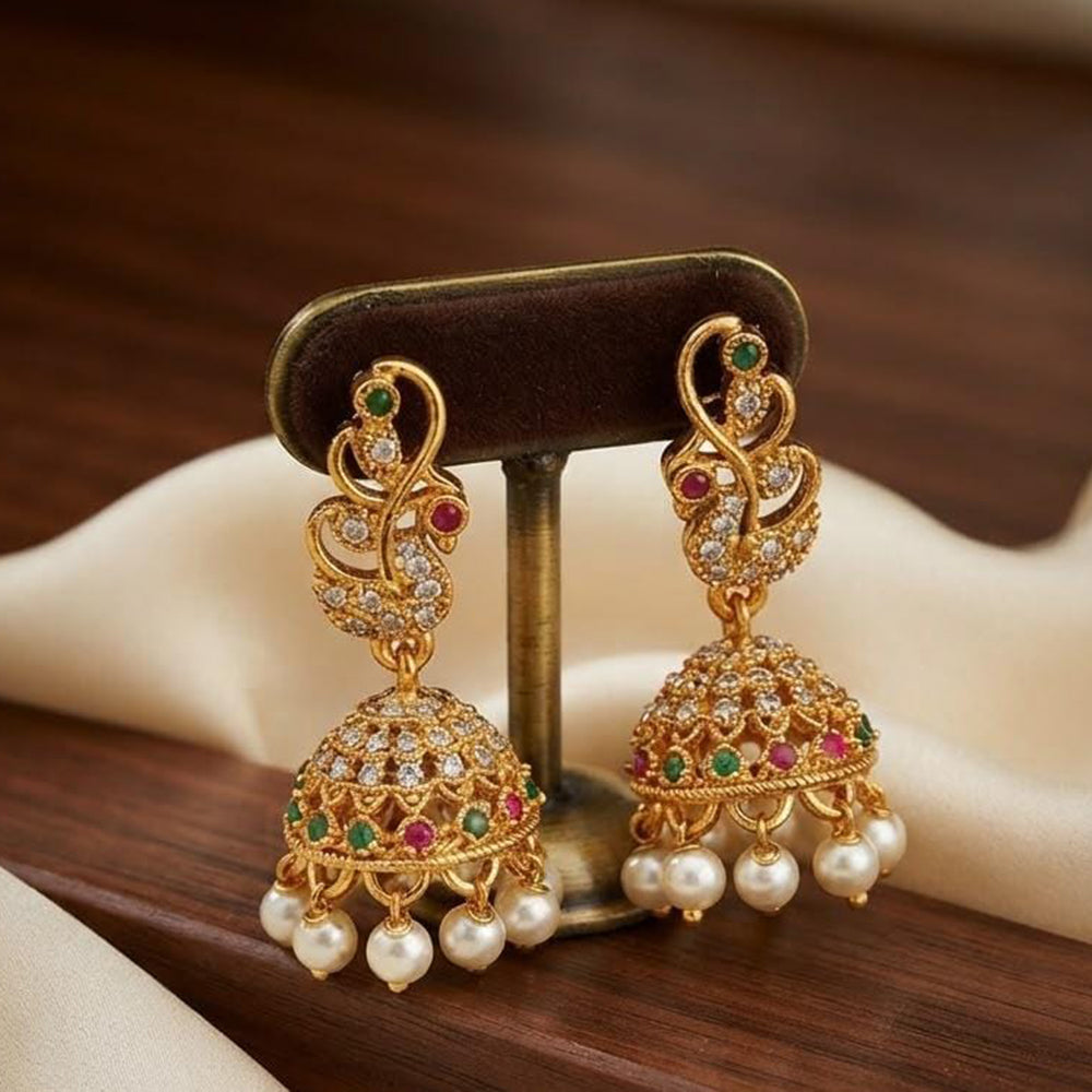 Manisha Jewellery Traditional Pota Stone And Pearl Jhumki Earrings
