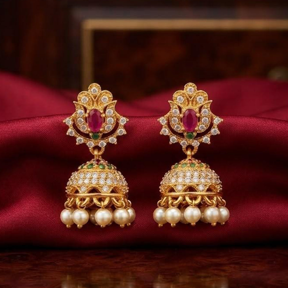 Manisha Jewellery Traditional Pota Stone And Pearl Jhumki Earrings