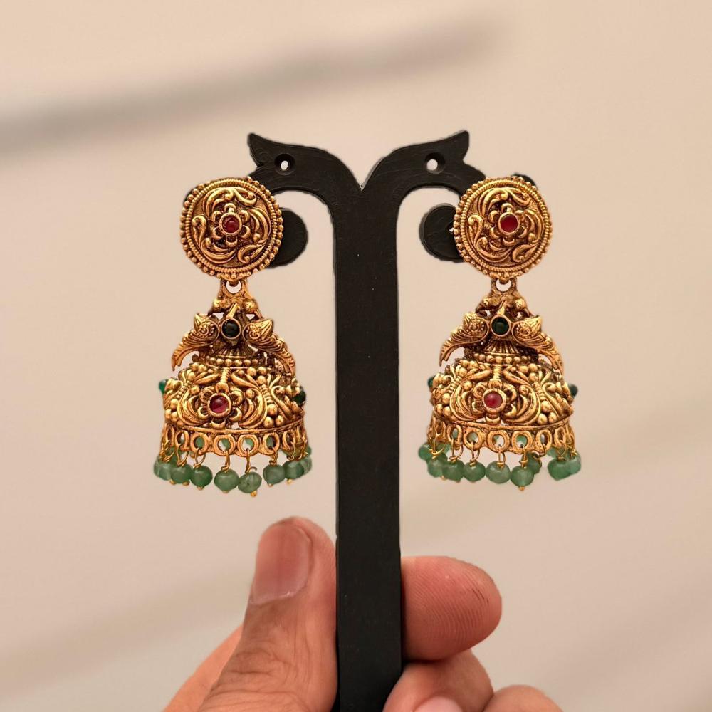 Manisha Jewellery Traditional Pota Stone And Pearl Jhumki Earrings