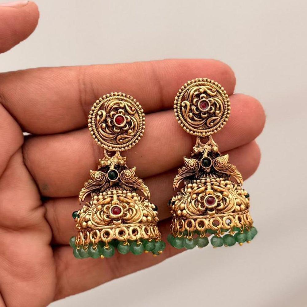 Manisha Jewellery Traditional Pota Stone And Pearl Jhumki Earrings