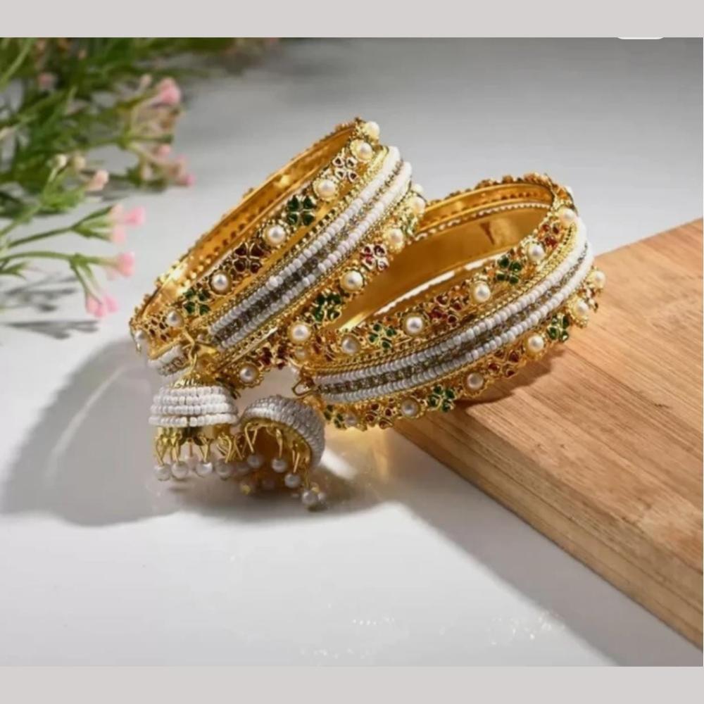 Manisha Jewellery Luxury Meenakari And Pearl Bangles Set