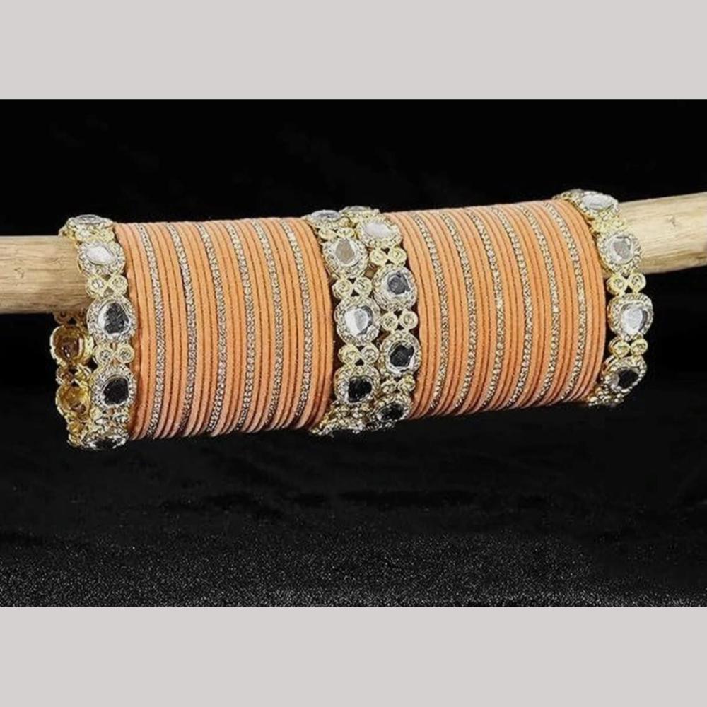 Manisha Jewellery Premium Kundan Stone And Velvet Bangles Set