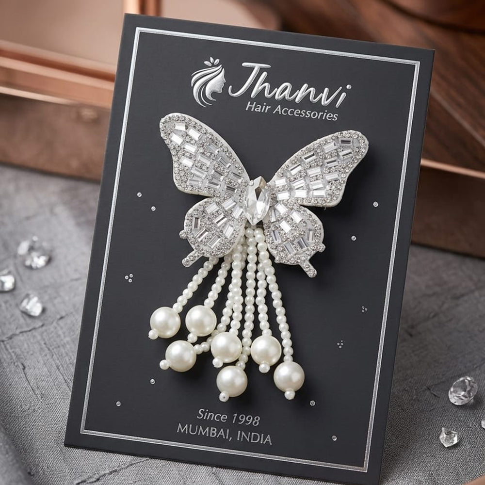 Manisha Jewellery Gorgeous Crystal Stone And Beads Butterfly Stylish Hair Brooch