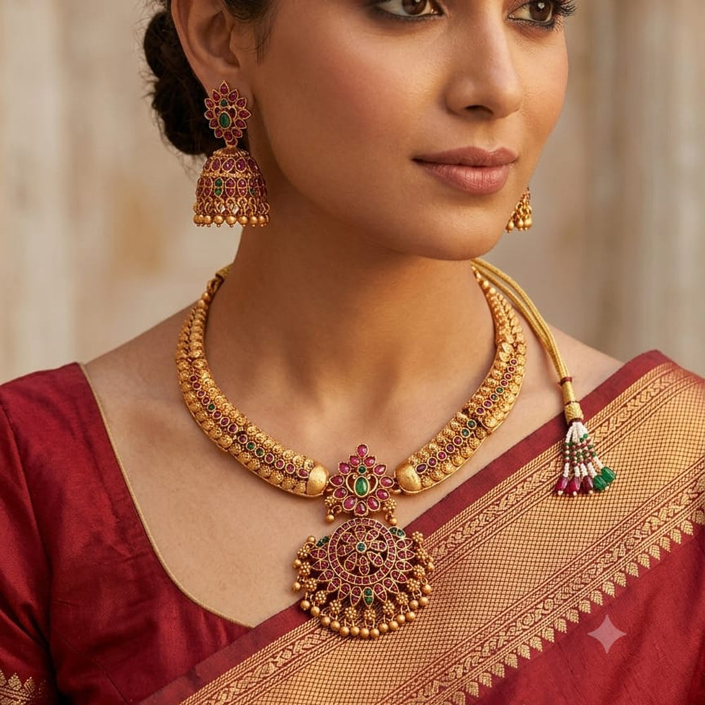 Manisha Jewellery Classic Pota Stone Necklace Set