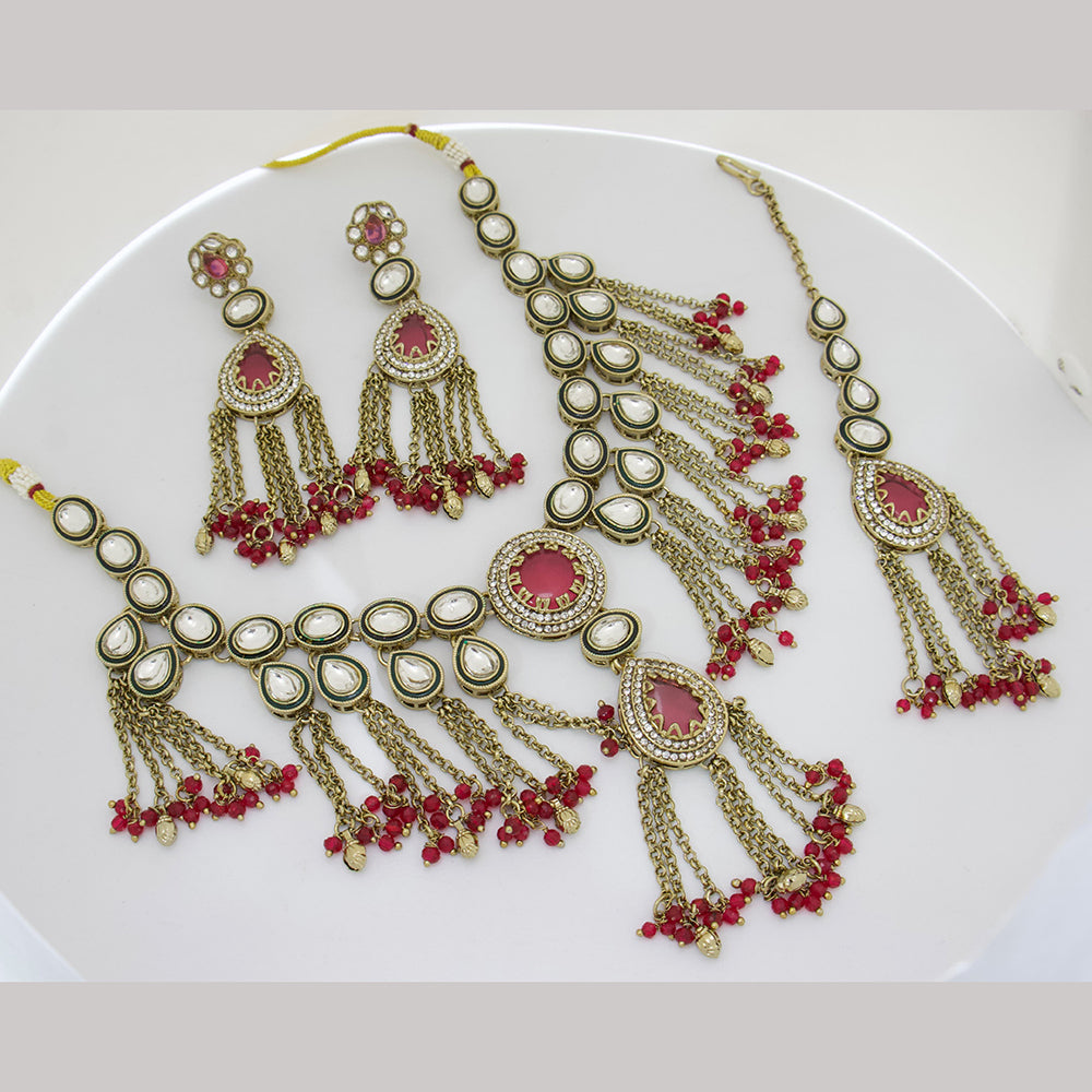 Manisha Jewellery Classic Pota Stone And Pearl Necklace Set