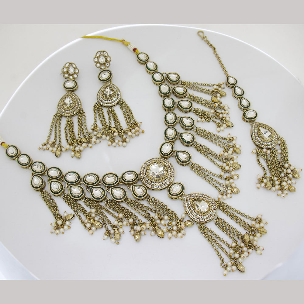 Manisha Jewellery Classic Pota Stone And Pearl Necklace Set