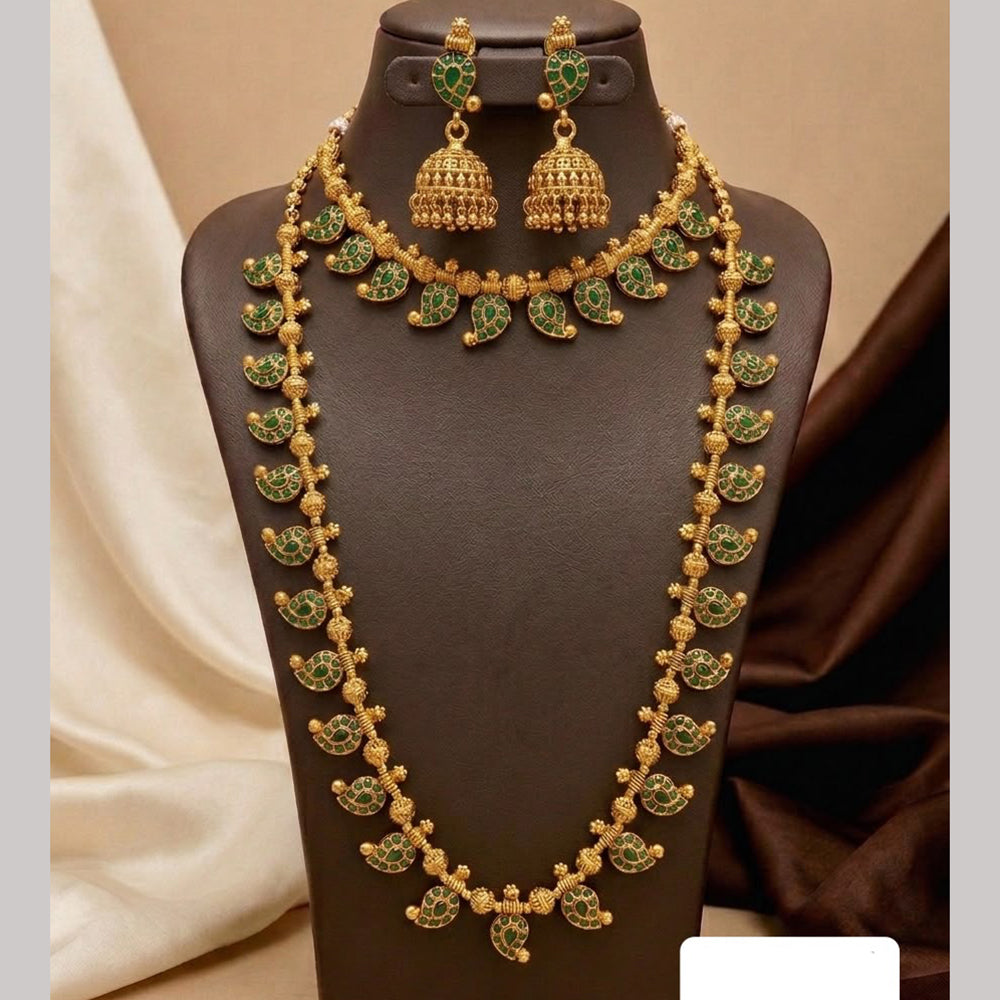 Manisha Jewellery Pota Stone Beads Double Layer Designer Necklace Set