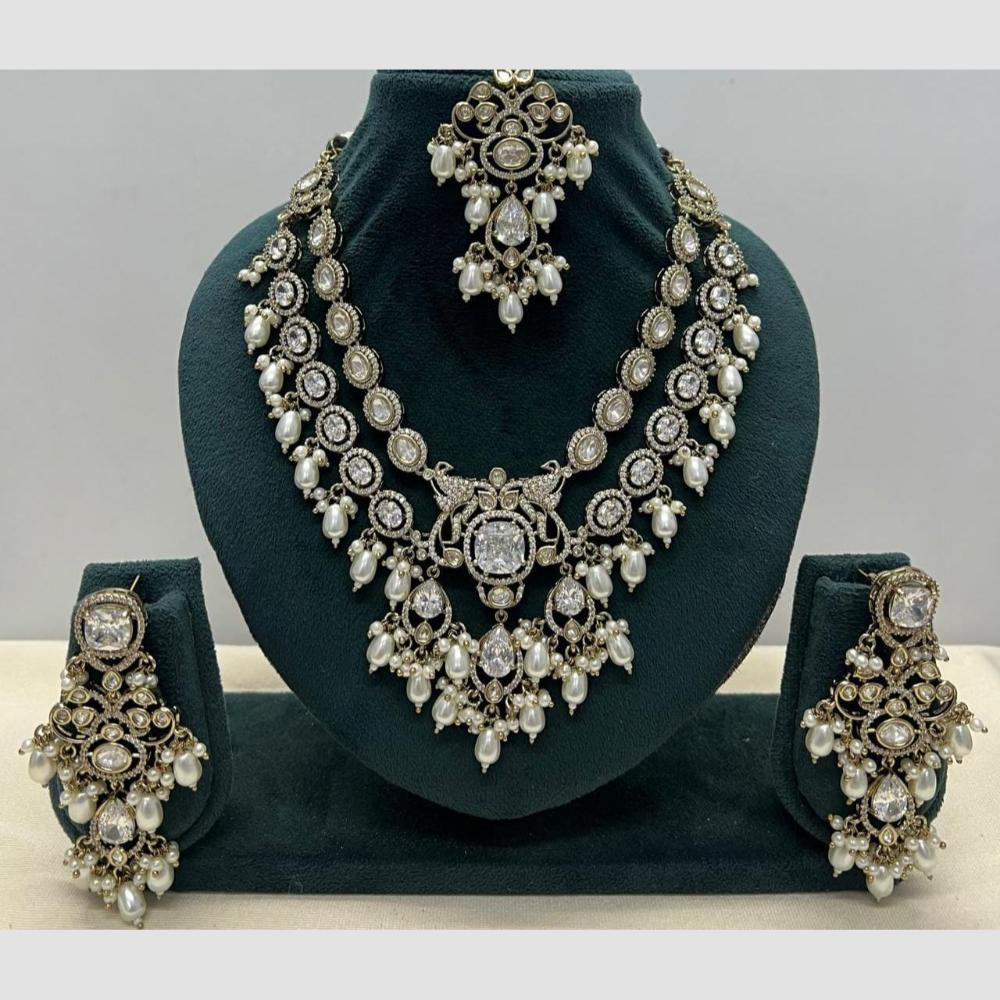 Manisha Jewellery Designer American Diamond And Beads Necklace Set for Women