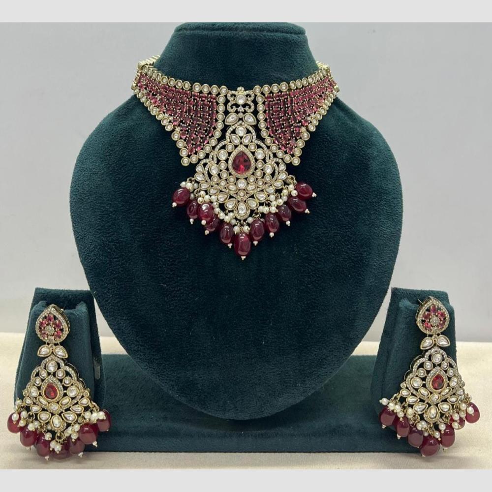 Manisha Jewellery Polki Kundan Stone And Beads Choker Necklace Set