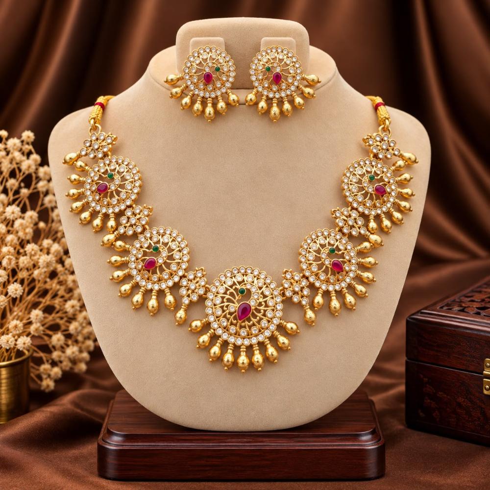 Manisha Jewellery Classic Pota Stone And Pearl Necklace Set