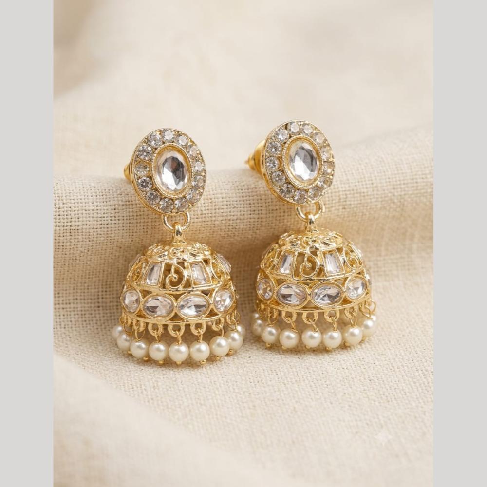 Manisha Jewellery Designer Kundan Stone And Pearl Jhumki Earrings