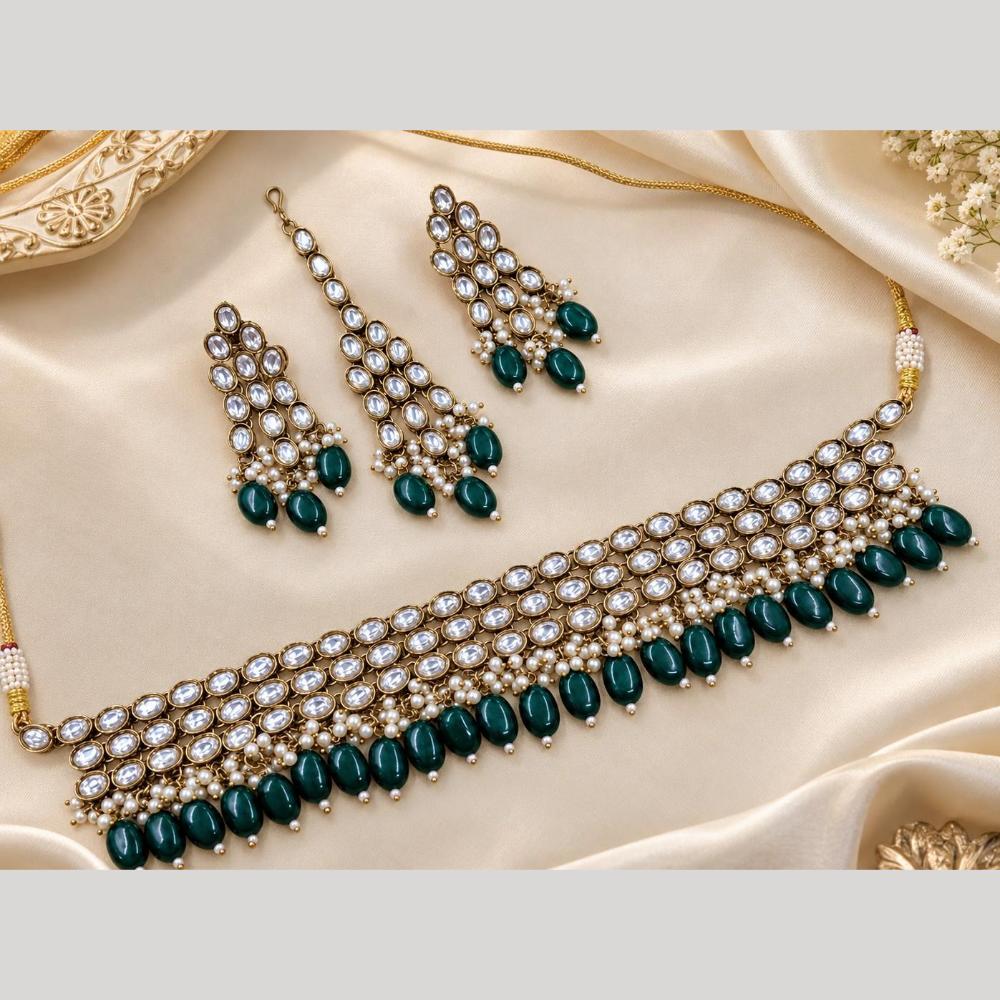 Manisha Jewellery Elegant Kundan Stone And Pearl Choker Necklace Set for Women