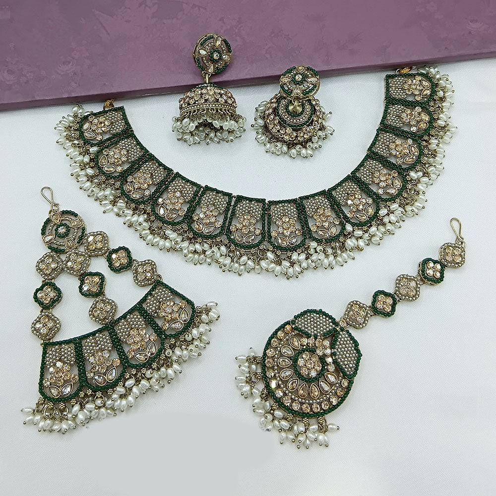 Lucentarts Jewellery Austrian Stone Pearl And Beads Necklace Set