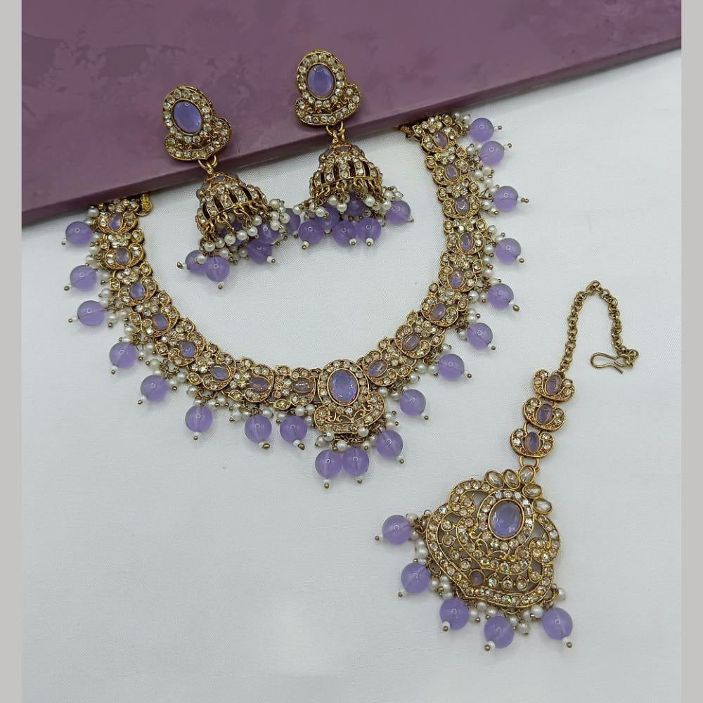 Lucentarts Jewellery Gold Plated Crystal Stone And Beads Necklace Set