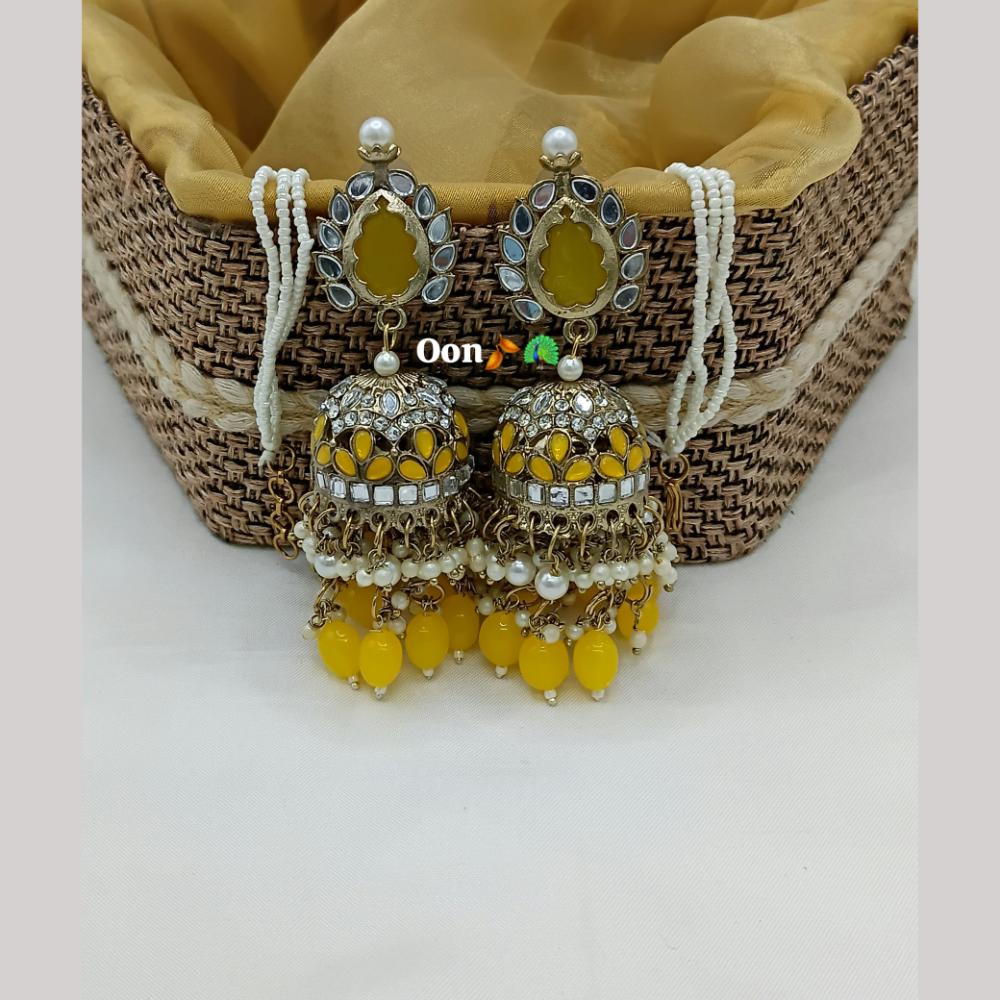 Lucentarts Jewellery Gold Plated Mirror And Pearl Jhumki Earrings