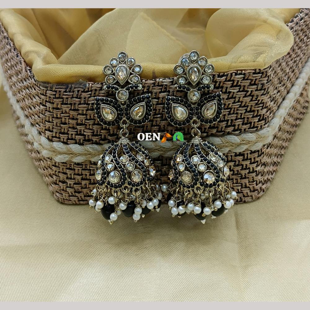 Lucentarts Jewellery Gold Plated Austrian And Pearl Jhumki Earrings