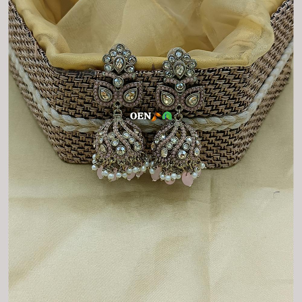 Lucentarts Jewellery Gold Plated Austrian And Pearl Jhumki Earrings
