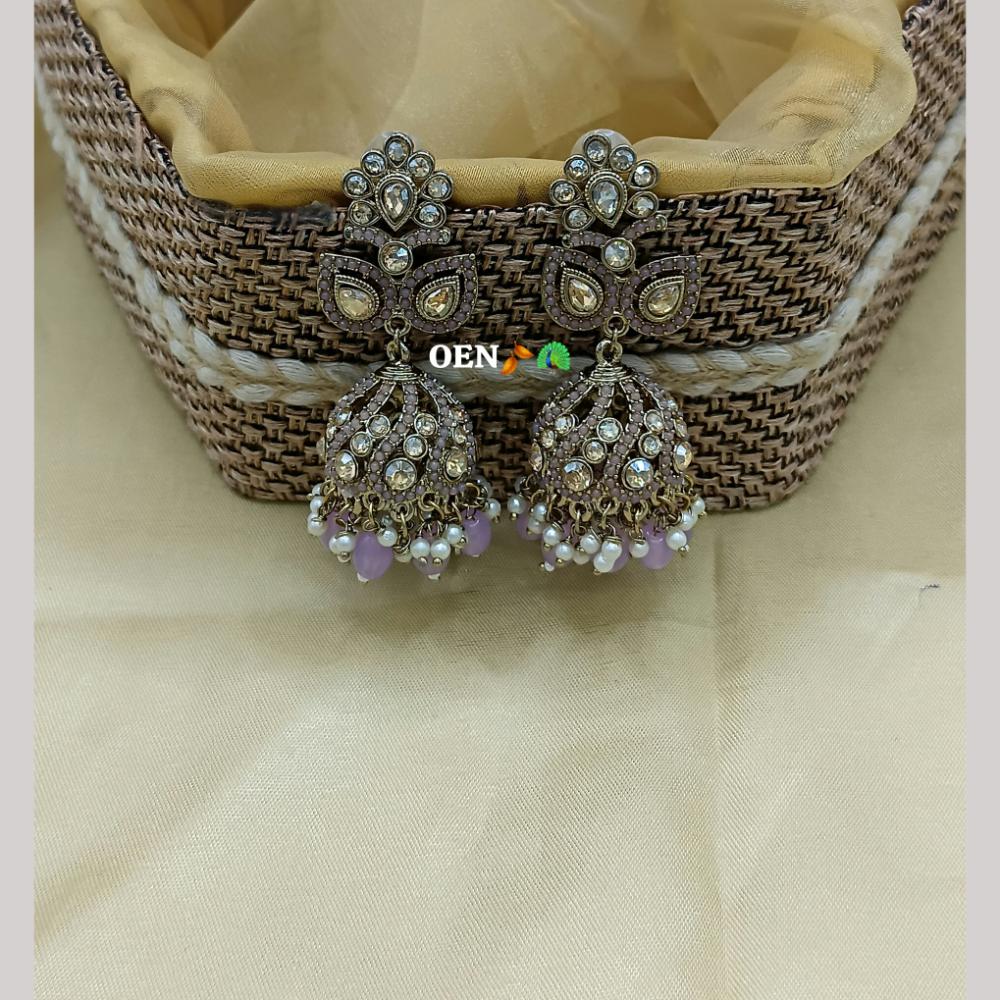 Lucentarts Jewellery Gold Plated Austrian And Pearl Jhumki Earrings