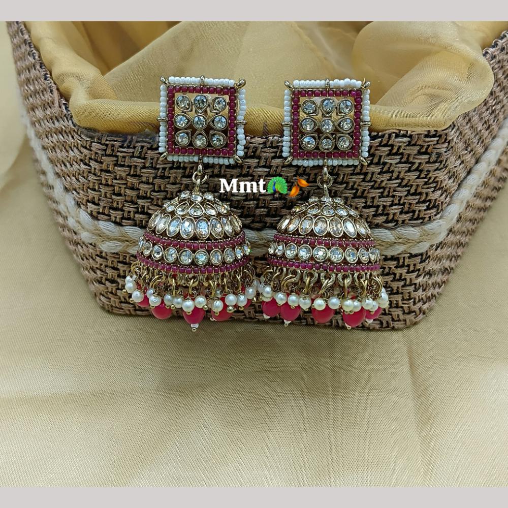 Lucentarts Jewellery Gold Plated Austrian And Pearl Jhumki Earrings