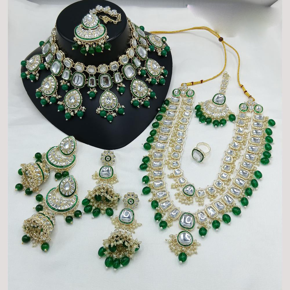 Lucentarts Jewellery Kundan Stone And Meenakari Semi Bridal Necklace Set
