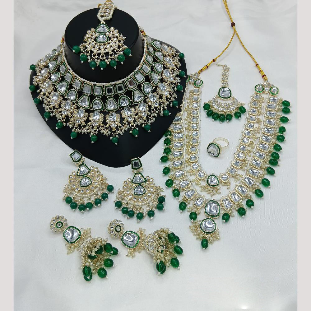 Lucentarts Jewellery Kundan Stone And Meenakari Semi Bridal Necklace Set