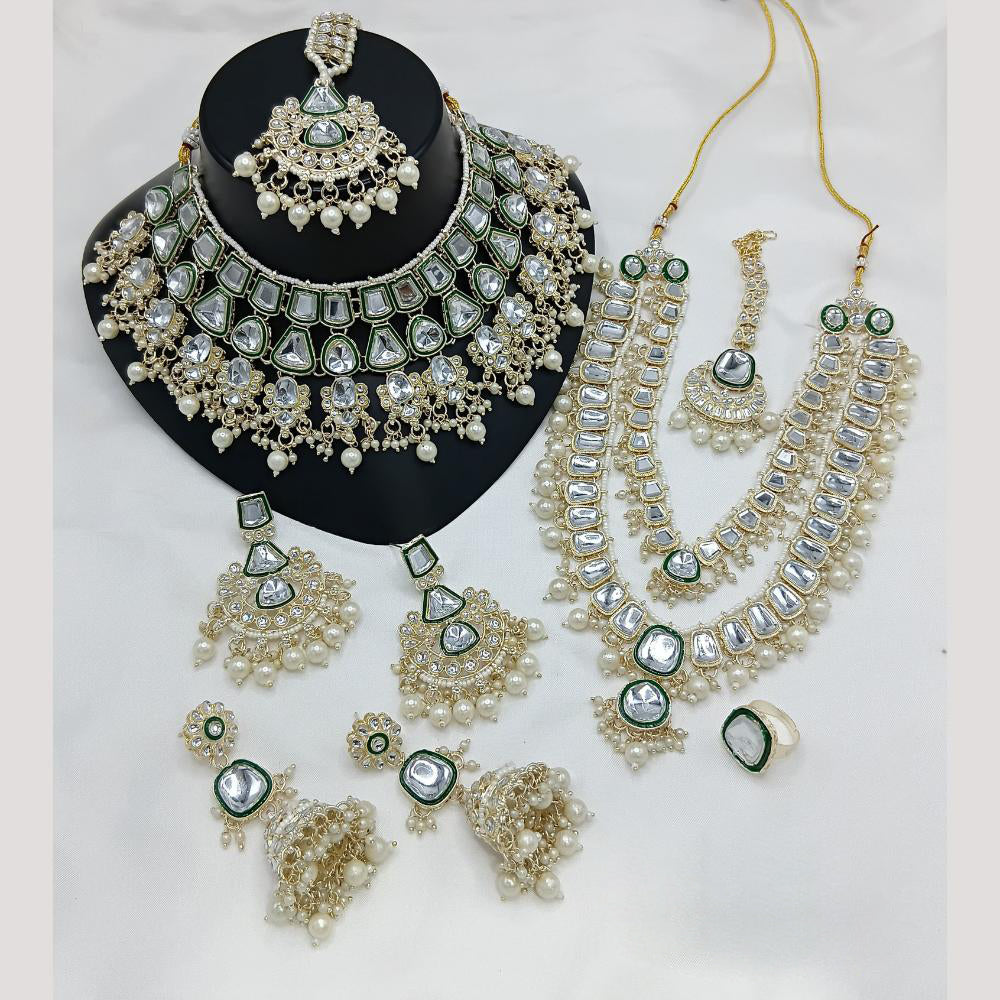 Lucentarts Jewellery Kundan Stone And Meenakari Semi Bridal Necklace Set