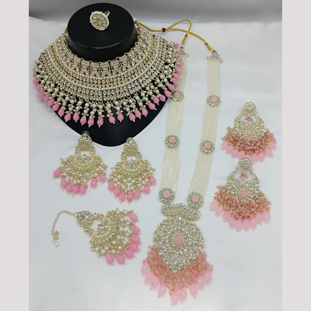 Lucentarts Jewellery Kundan Stone And Meenakari Semi Bridal Necklace Set