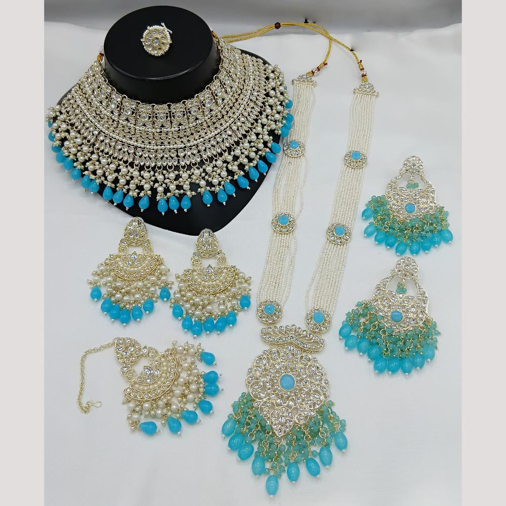 Lucentarts Jewellery Kundan Stone And Meenakari Semi Bridal Necklace Set