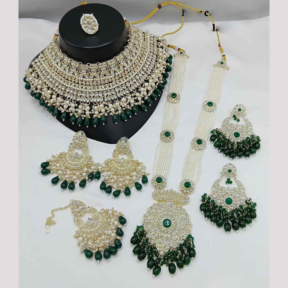Lucentarts Jewellery Kundan Stone And Meenakari Semi Bridal Necklace Set