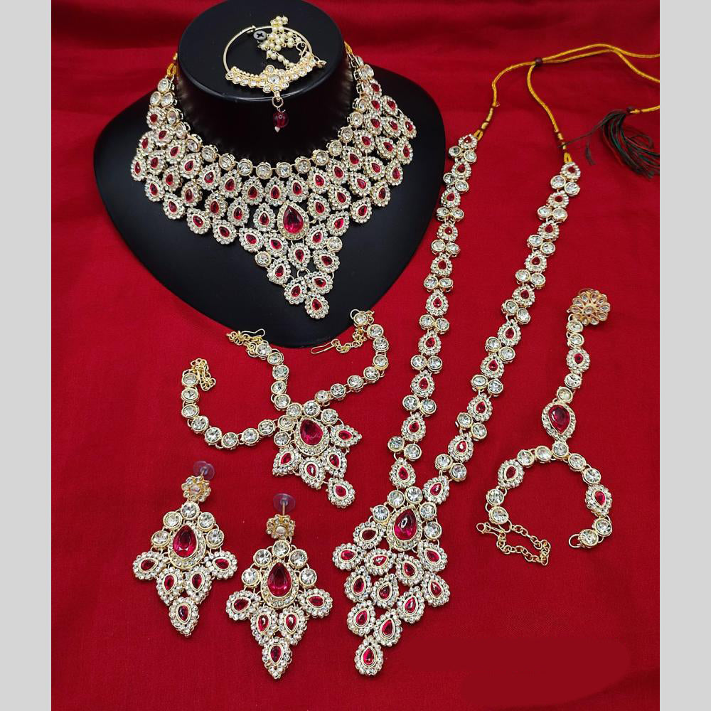 Lucentarts Jewellery Gold Plated Austrian Stone & Beads Bridal Set