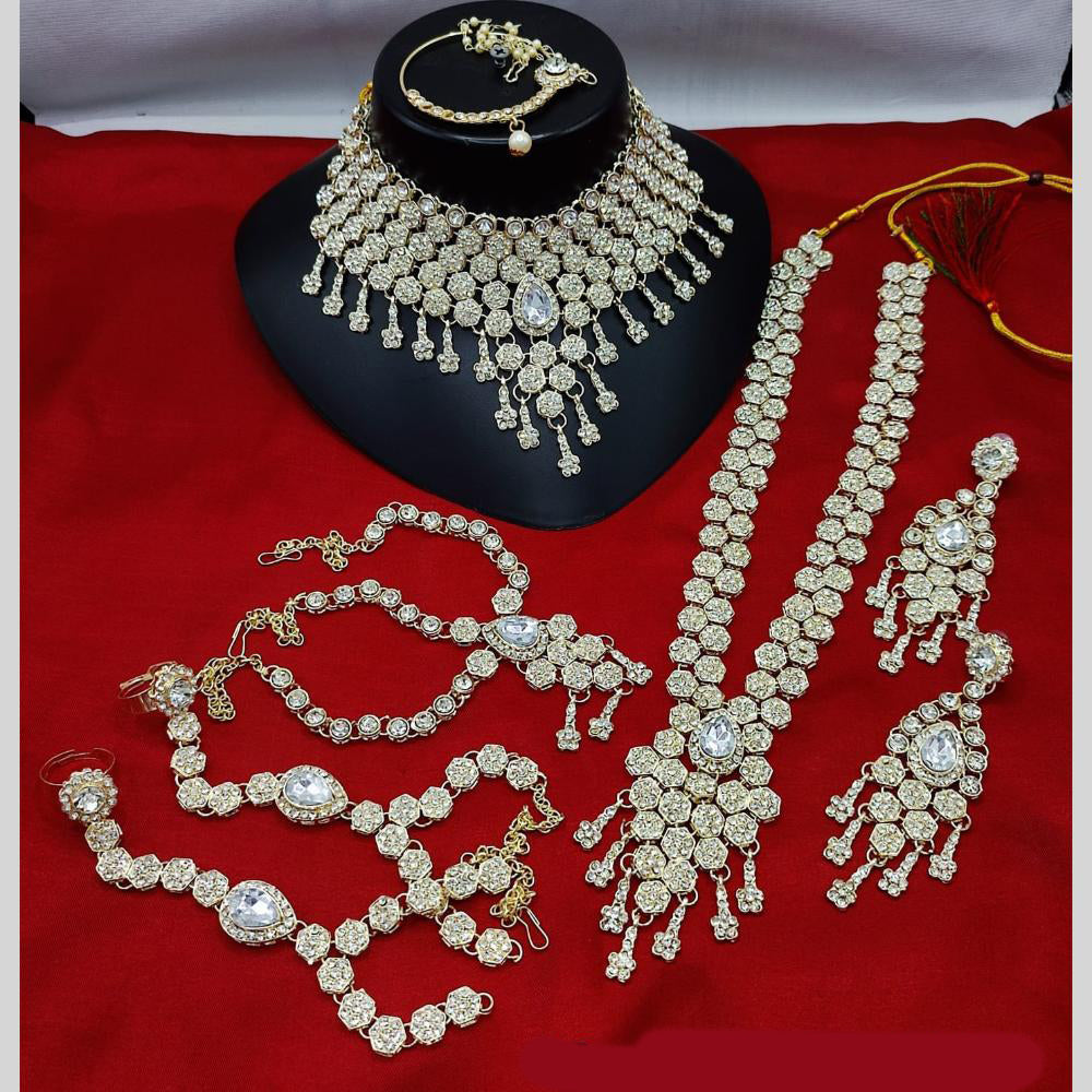 Lucentarts Jewellery Gold Plated Austrian Stone & Beads Bridal Set
