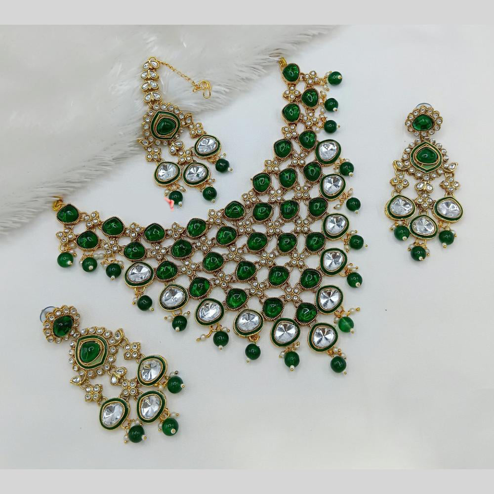 Lucentarts Jewellery Kundan And Beads Meenakari Choker Necklace Set