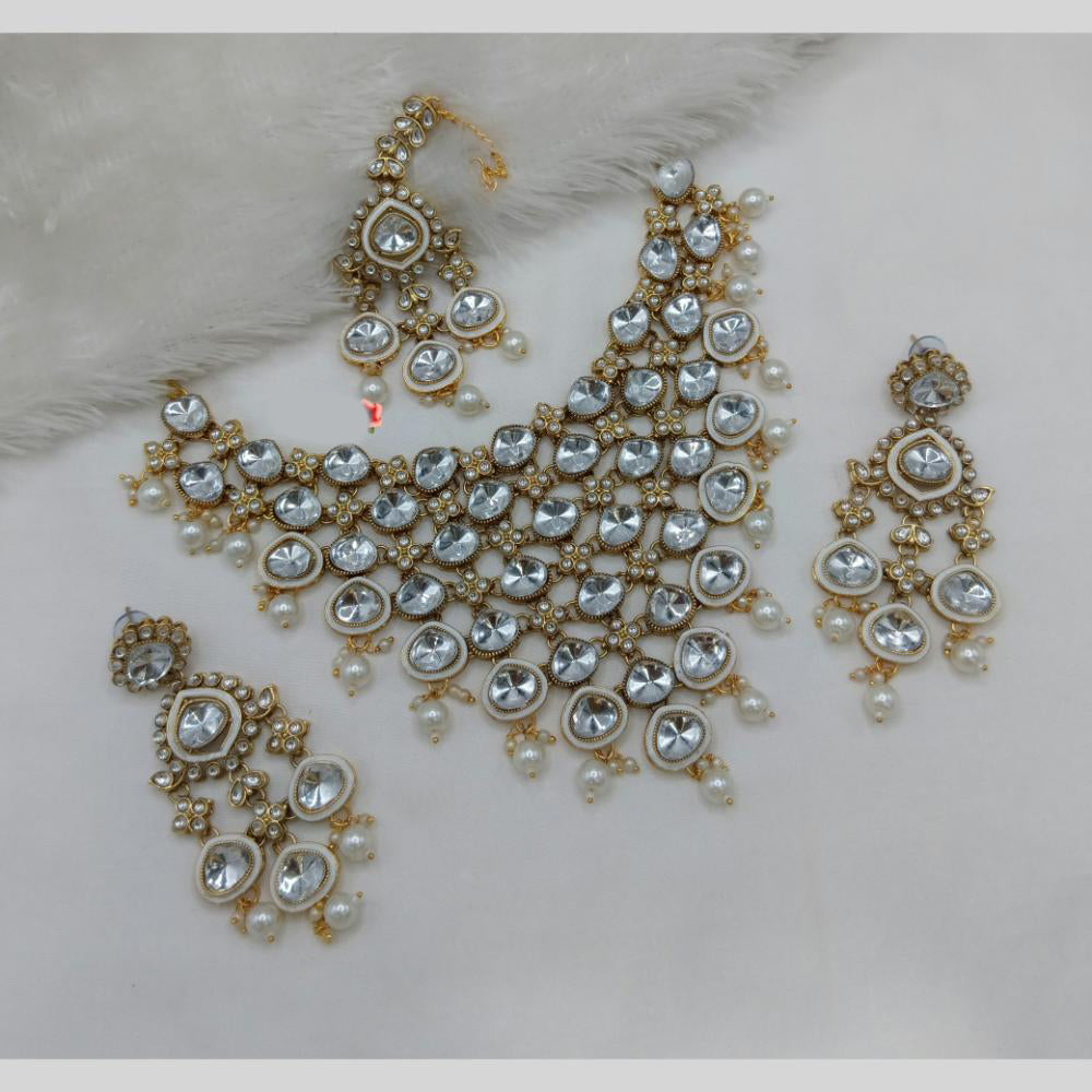 Lucentarts Jewellery Kundan And Beads Meenakari Choker Necklace Set