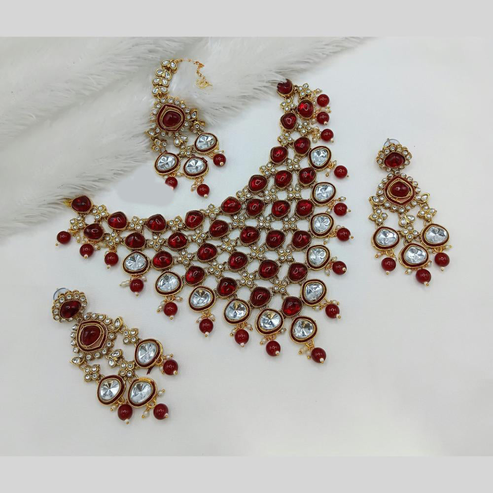 Lucentarts Jewellery Kundan And Beads Meenakari Choker Necklace Set