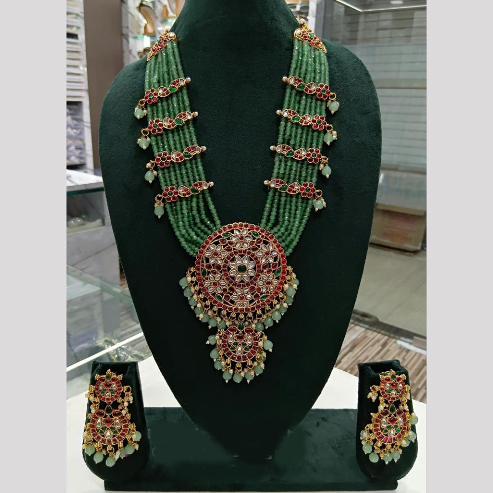 Lucentarts Jewellery Designer Rajwadi Long Necklace Set With Floral Print
