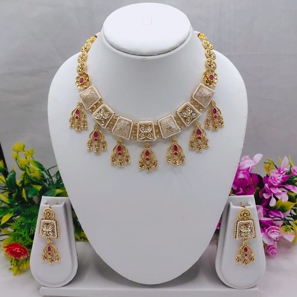 Lucentarts Jewellery Festive Bloom Kundan And Pota Meenakari Shine Necklace Set