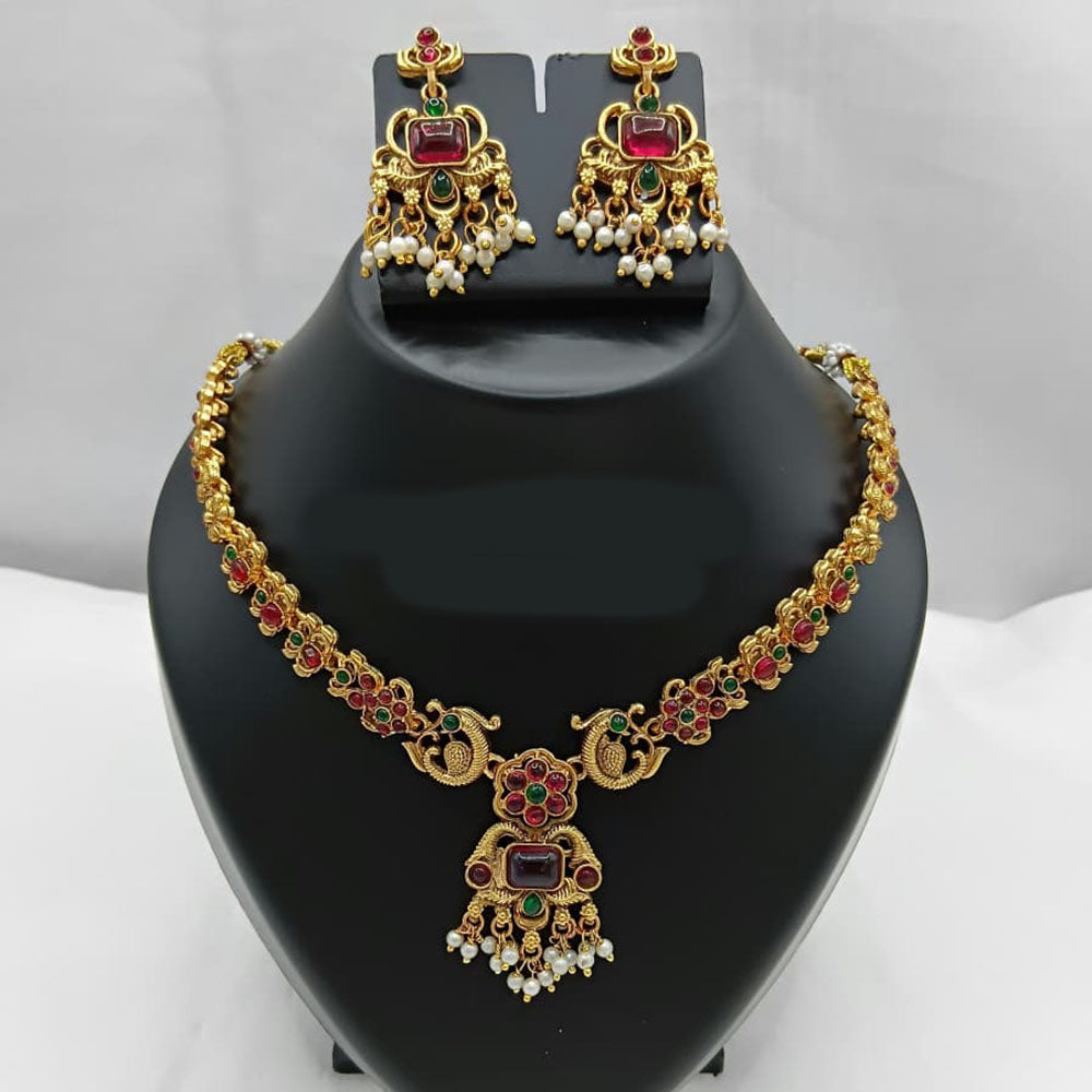 Lucentarts Jewellery Antique Finish Pota Stone Necklace Set