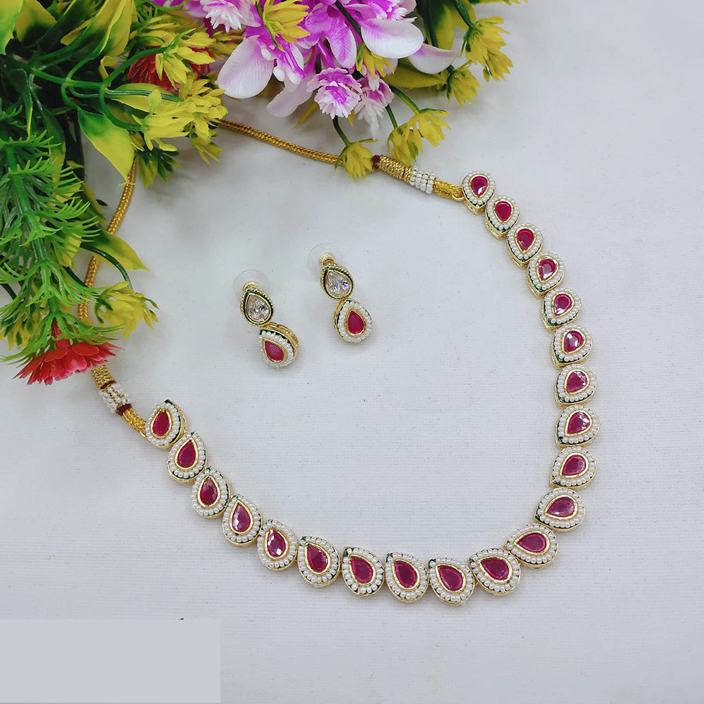 Lucentarts Jewellery Delicate Pota Stone And Pearl Necklace Set